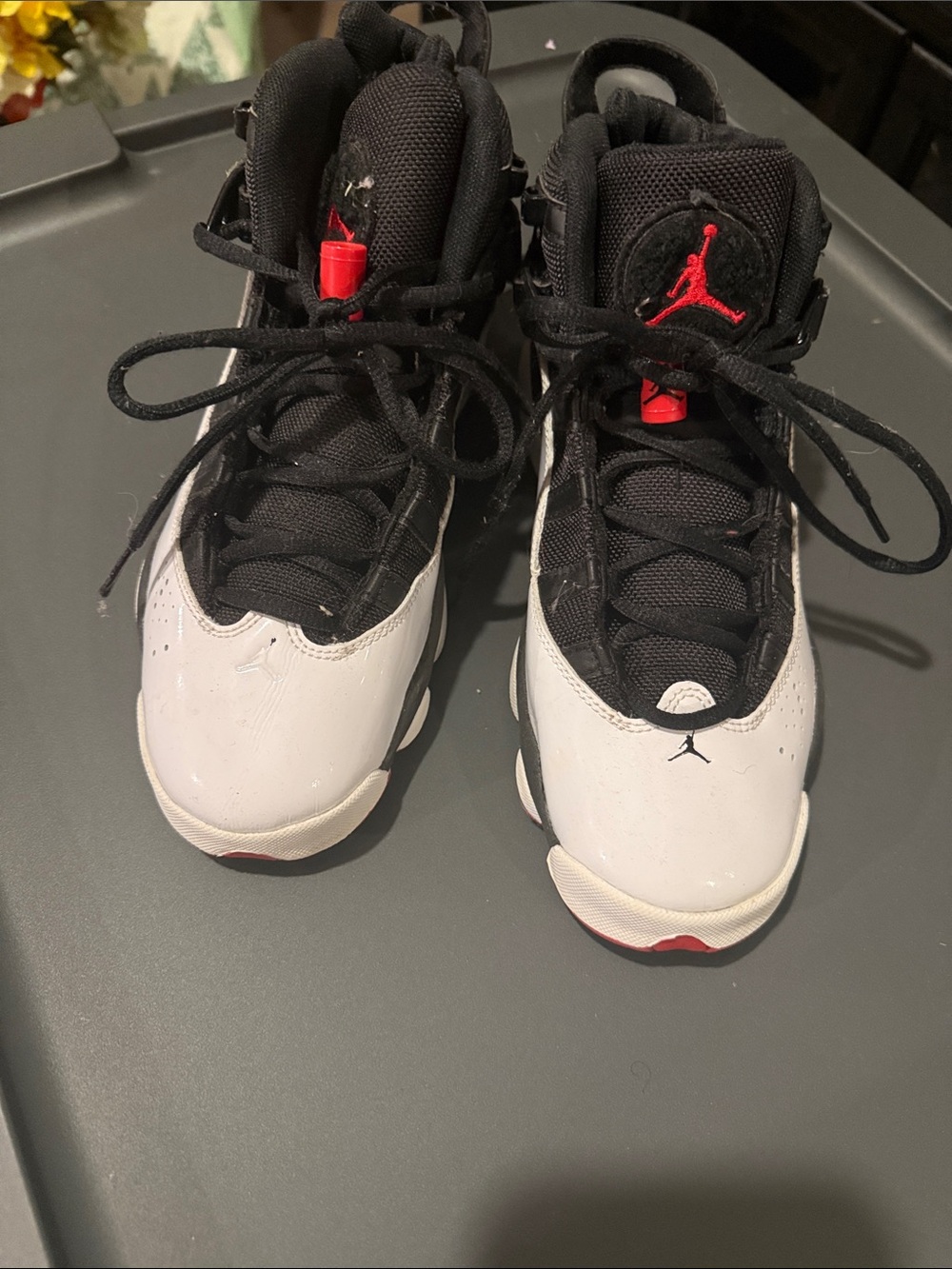 Nike Kids Black White Red Basketball Sneakers
